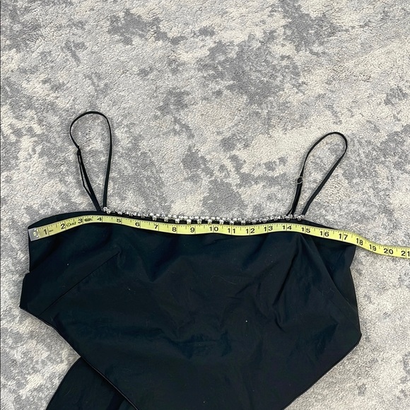 AREA Crystal Embellished Handkerchief Bandeau Crop Top Black Sz L - Picture 11 of 16